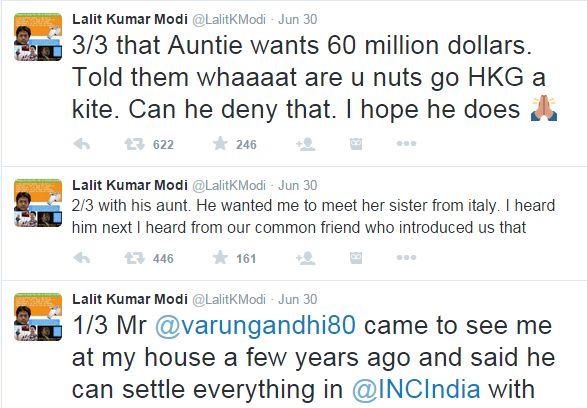 Lalit Modi tweets on Varun Gandhi's meeting with him