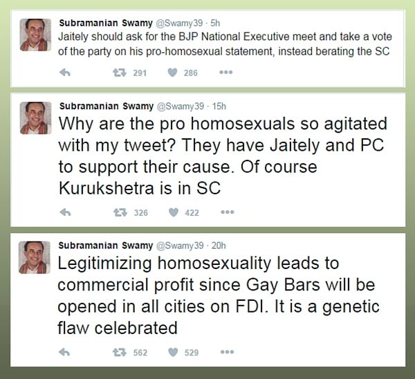 Dr. Swamy's tweets on homosexuality