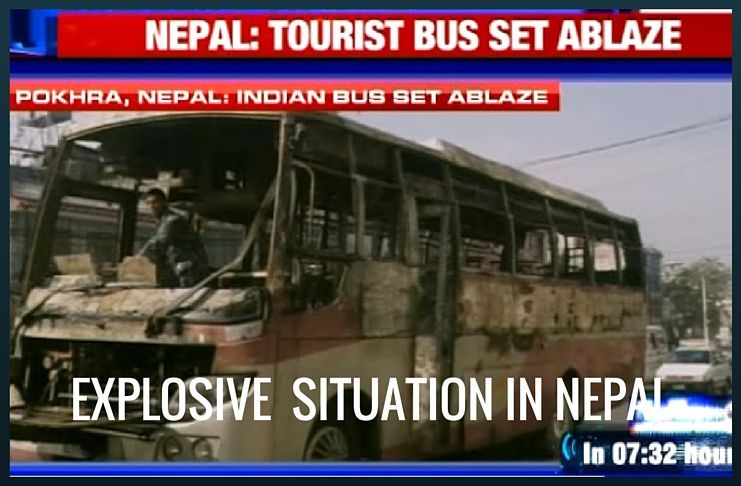 Explosive situation in Nepal, Indian tourist bus burnt