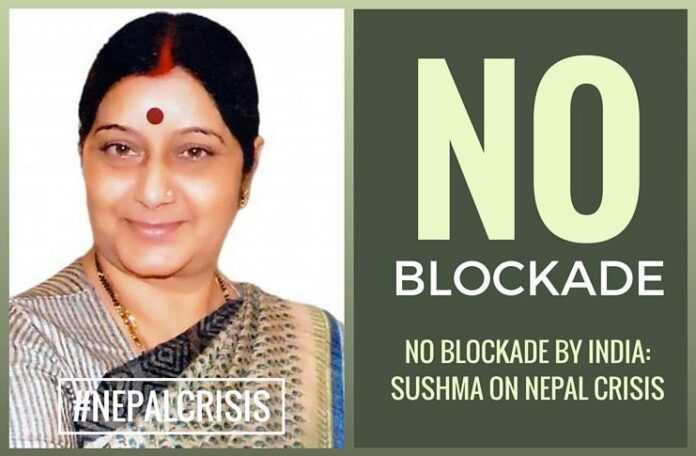No blockade by India: Sushma on Nepal crisis