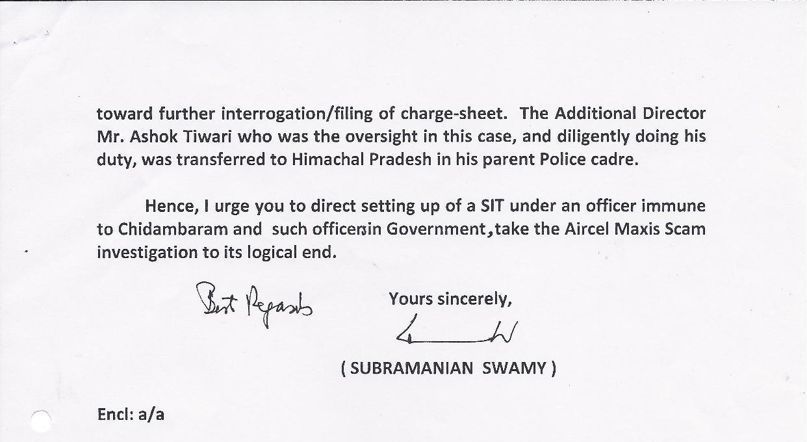 Page 2 of Swamy's letter to the PM on P Chidambaram Black Money