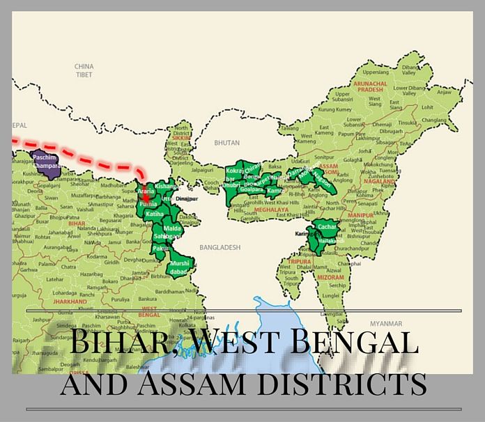 Bihar, West Bengal and Assam districts