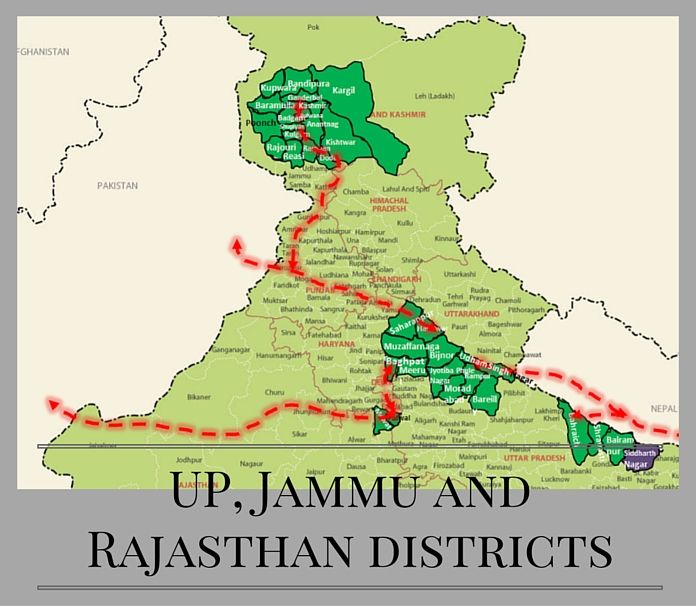 UP, Jammu and Rajasthan districts