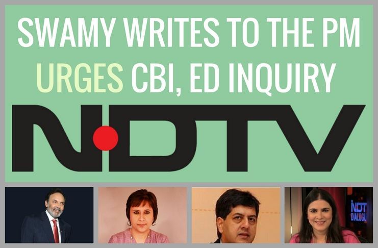 Swamy writes to the PM seeking an investigation into NDTV by the CBI and the ED