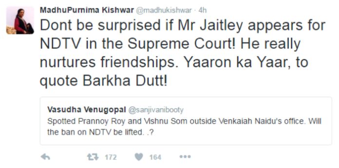 Madhu Kishwar's tweet on AJ