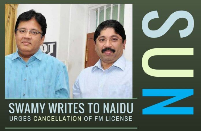 Revoke licenses for FM broadcast to SUN TV, writes Swamy.