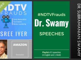 A playlist of all 5 Dr. Swamy's speeches in connection with the book release of NDTV Frauds.
