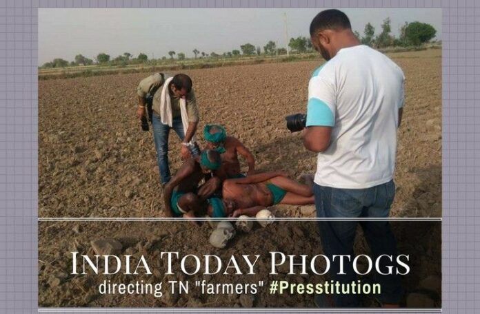 In a clear instance of Presstitution, images have surfaced of India Today photographers directing 