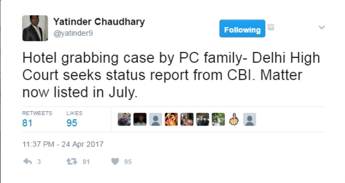 Tweet by Yatinder Chaudhary