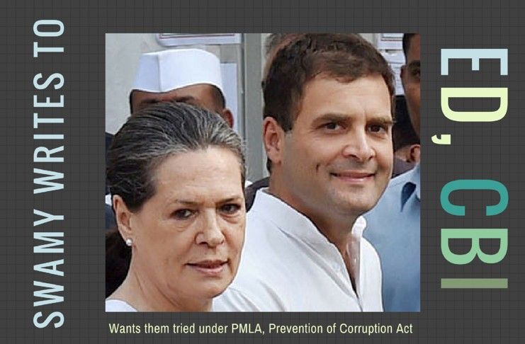 Swamy writes to CBI, ED directors and urges them to book Sonia, Rahul under PMLA and Prevention of Corruption Act
