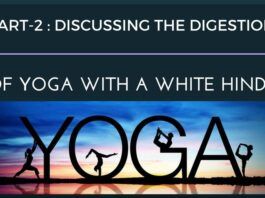 Discussing yoga with white Hindu