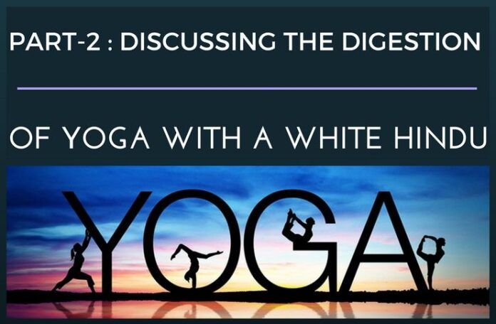 Discussing yoga with white Hindu