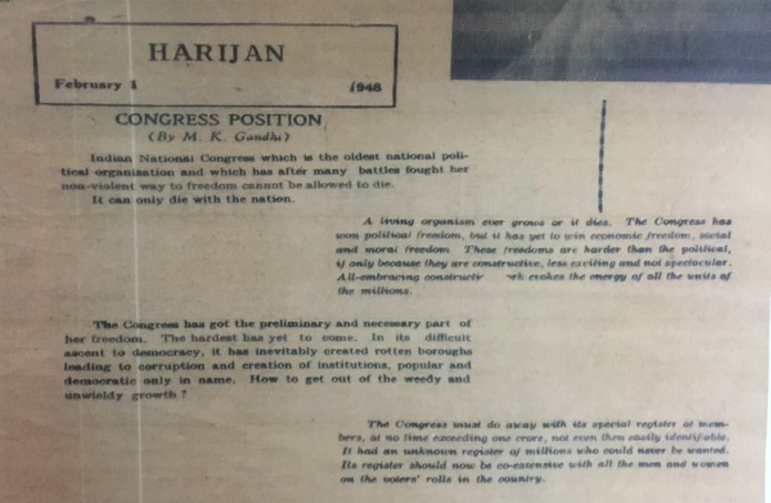Gandhi's article in the Feb 1st, 1948 issue of The Harijan