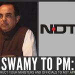 In a letter to the PM, Swamy urges him to restrain his ministers and officials from giving interviews to NDTV till it pays its dues or is exonerated