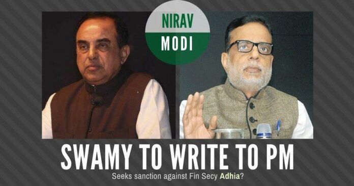 Swamy to write to the PM to prosecute a senior Finance Ministry official without naming him but all hints point to Adhia