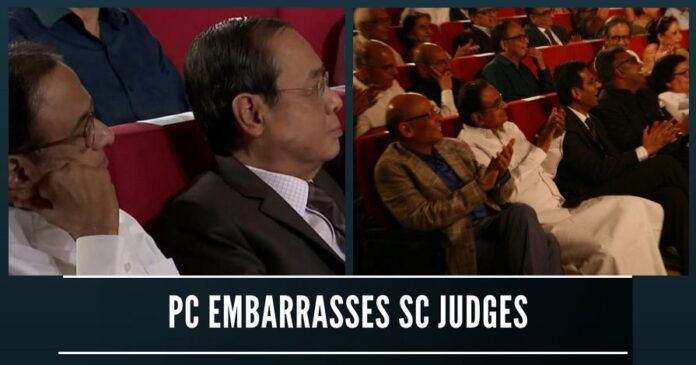 Is Chidambaram embarrassing himself by getting photographed with judges of the Supreme Court?