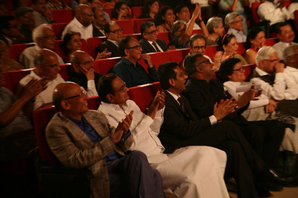 Chidambaram seated with SC Justice Y V Chandrachud and Abhishek Manu Singhvi