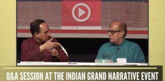 Question & Answer Session at Indian Grand Narrative Event in Mumbai, Keynote Speakers Dr. Subramanian Swamy and Rajiv Malhotra organized by VHS Maharashtra on 8th July 2018.