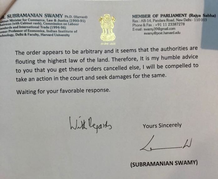 Page 2 of Dr. Swamy's letter to KCR