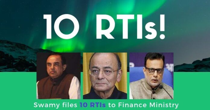 Citing several instances of commission and omission by the Finance Secretary Adhia, Swamy has sent 10 Request To Information letters
