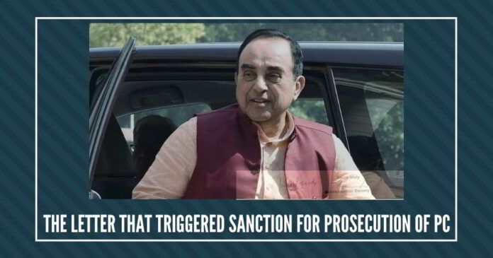 The Swamy Letter that triggered Sanction for Prosecution of PC