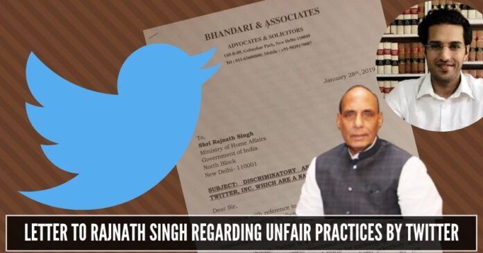 Ishkaran Bhandari raises complaint with Home Minister regarding twitter bias and targeting of several individuals of a certain ideology