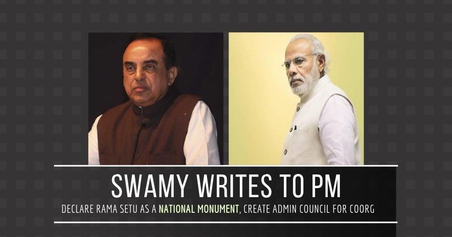 Swamy writes to the PM, urges him to declare Rama Setu a National Monument