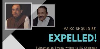 Swamy writes to RS Chairman citing some of the objectionable speeches of Vaiko on why he should be expelled from Rajya Sabha