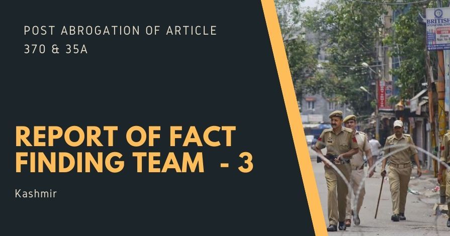 Here is a detailed report of fact-finding team on meetings with the Separatists and Police personnel, a report from Baramulla and conclusions & suggestions.