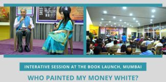 Through a series of questions, the interviewer TV commentator Rajalakshmi Joshi asks a lot of insightful questions of the author of Who painted my money white?