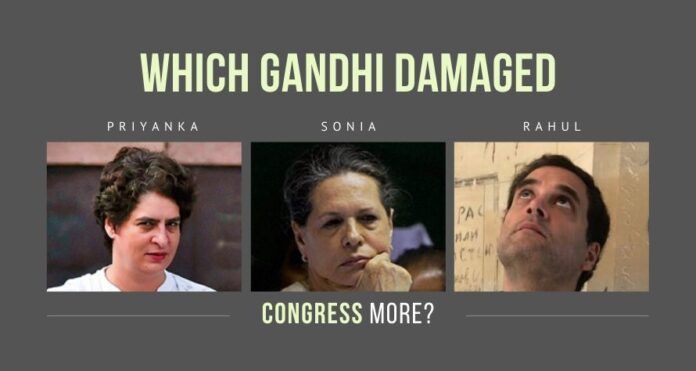 An objective look at the Gandhi family and which one damaged the party more as the GOP flounders on its last legs