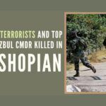 Five terrorists including a top Hizbul Mujahideen commander were killed during the fierce gunfight in the Shopian district. Several top commanders among 100 terrorists killed since January 2020