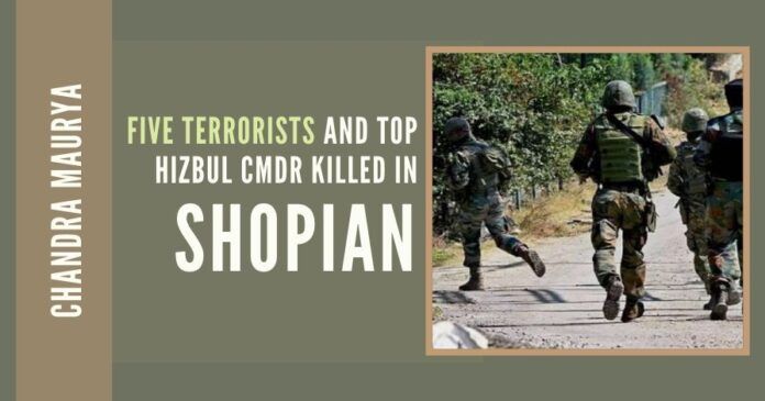 Five terrorists including a top Hizbul Mujahideen commander were killed during the fierce gunfight in the Shopian district. Several top commanders among 100 terrorists killed since January 2020