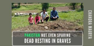 Several mortar shells fired by Pakistan army landed in the close vicinity of a local graveyard and few of them blasted close to graves of their loved ones in ward no 4 of Khari Karmara