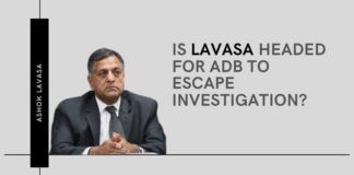Was an impending investigation into the affairs of his wife and son the reason for the CEC incumbent Ashok Lavasa to flee to ADB?