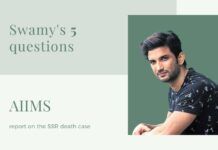 Subramanian Swamy raises five questions before the Parliamentary panel on the controversial AIIMS report on Sushant Singh Rajput death case The AIIMS report leaked via media poses more questions than answers. Will Dr. Swamy's efforts bring out the truth?