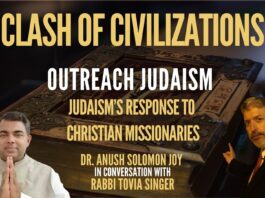 Dr. Anush Solomon Joy with Rabbi Tovia Singer, founder of the Outreach Judaism on how India and Israel are facing the issue of heightened activity of conversion of vulnerable innocent citizens by the evangelist organisations and its repurcussions on inherent ethnicity of their respective countries
