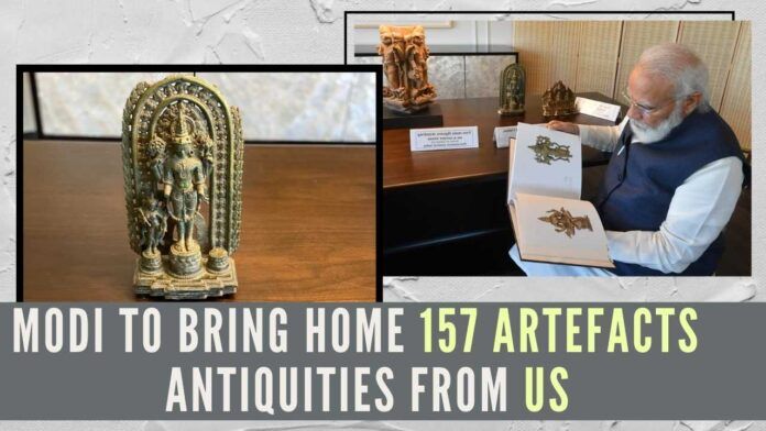 PM Modi will bring home 157 artefacts & antiquities handed over to him by the US during his three-day visit