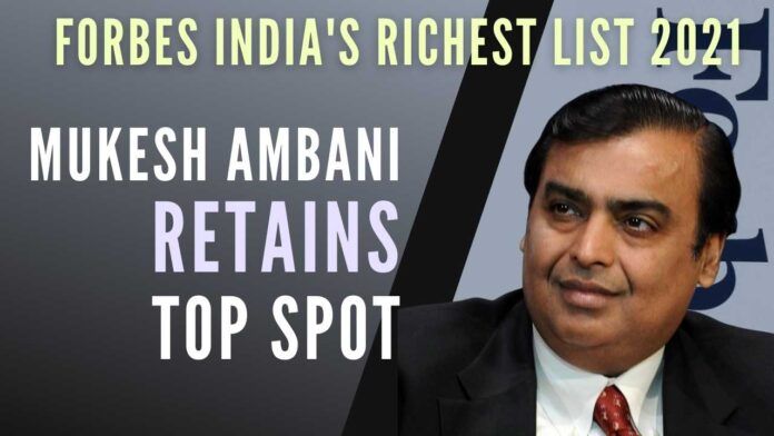 As per Forbes Mukesh Ambani remaining the wealthiest Indian for the 14th year in a row, since 2008
