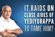 Does IT raid carried out on close circles connected with former CM Yediyurappa is to hold him and his son back?