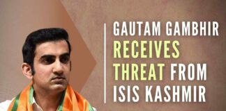 The email from ISIS Kashmir to Gambhir says,” We’re going to kill you and you’re family” with no subject or sender’s name