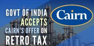 The development will allow refund of taxes and end the retrospective tax dispute with Cairn energy