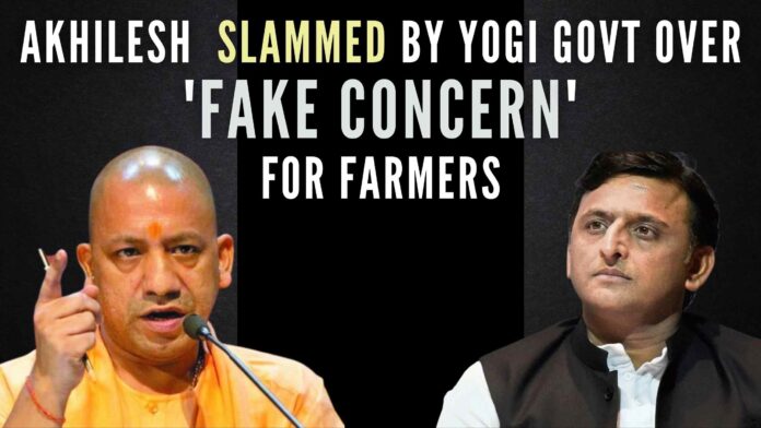 Reacting sharply to SP chief Akhilesh Yadav for his 'fake concern' for farmers, the yogi govt said they are showing their fake concern for their political gain