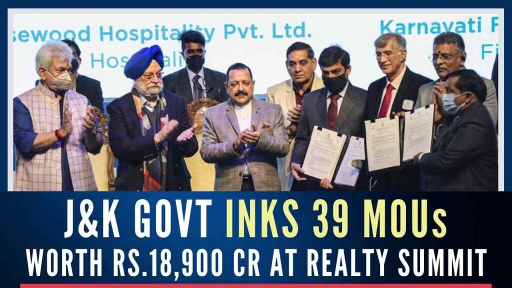 In a first Realty Summit, 39 MOUs signed worth Rs.18,900 cr in J&K PGurus
