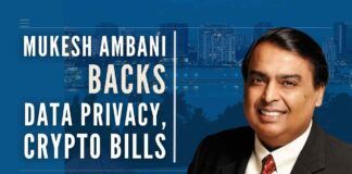The proposed Data privacy and Cryptocurrency bills get a thumbs up from Mukesh Ambani