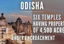 Executive officer, Sri Lingaraj Temple informed the audit that 36.370 acres out of 69.423 acres of land in Bhubaneswar were under encroachment