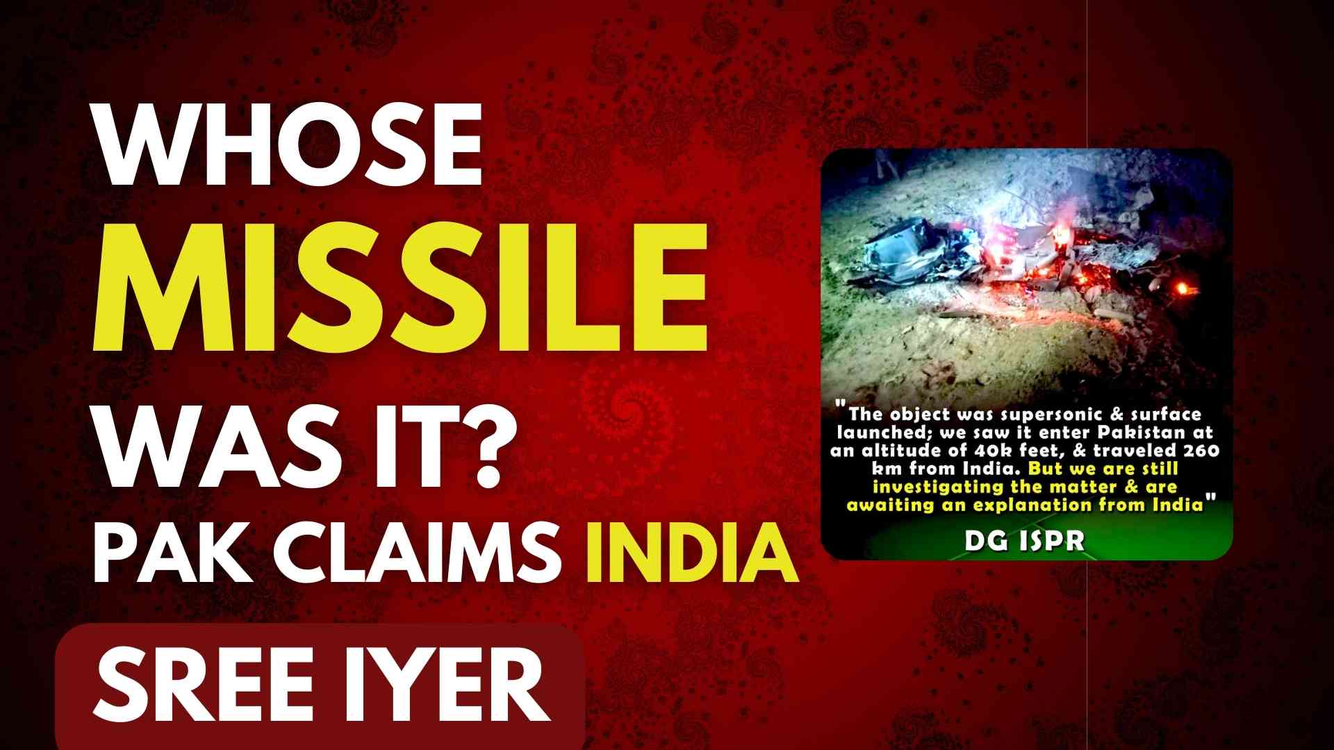 Pakistan is claiming that a supersonic missile from India landed in its territory. If so, why is India not saying anything? Even the world is quiet. Is this an elaborate ruse on the part of Pakistan to divert attention away from the tricks Imran Khan govt. is playing to convene the Pakistan National Assembly to have a confidence test? All this & more!