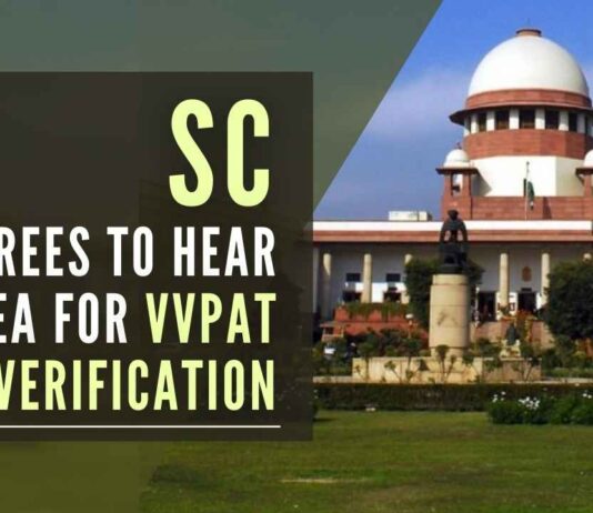 The Apex Court agreed to hear the matter on Mar 8, after Senior Counsel Meenakshi Arora said that verification of VVPAT is currently being done after the counting of votes is over, rendering the exercise moot
