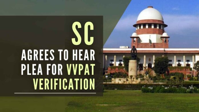 The Apex Court agreed to hear the matter on Mar 8, after Senior Counsel Meenakshi Arora said that verification of VVPAT is currently being done after the counting of votes is over, rendering the exercise moot