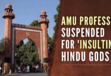 In a statement, the AMU administration and faculty 'strongly condemned the content' of a slide in his presentation
